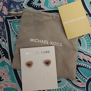 Michael Kors Accessories - Michael Kors Rose Gold & Diamond Heart Earrings Michael Kors Accessories - Michael Kors Rose Gold & Diamond Heart Earrings